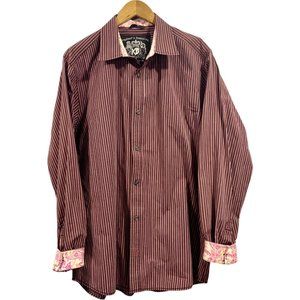 4/$25 Keanan Duffty Burgundy Striped Pink Paisley Contrast Cuffs Size XL